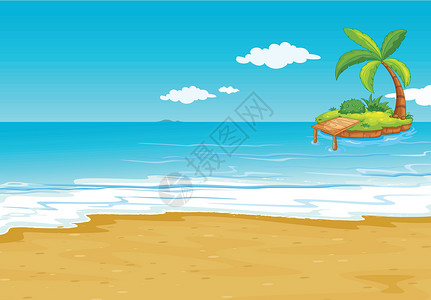 热浪岛海滩风景支撑天空场景农村板凳森林丛林海洋码头农场插画
