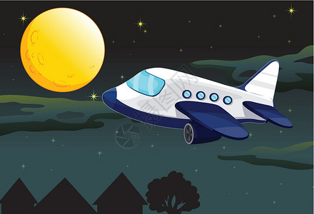 月亮树月亮和飞机计划星光车辆空气运输行星房屋旅行天空月光座舱设计图片