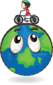 骑自行车的男孩一个男孩在地球上骑自行车游戏草图男人男生绘画情感艺术眼睛男性世界设计图片