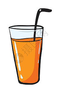 玻璃和斯特拉草图数字液体卡通片橙子苏打图表绘画稻草果汁背景图片