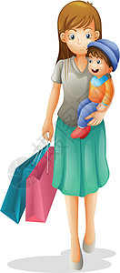 宝宝购物妈妈和孩子塑料女士女孩店铺商业蓝色销售微笑粉色母亲设计图片