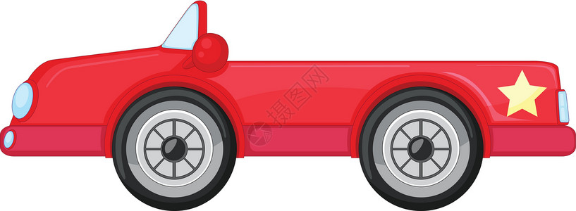 红色双条车一个红色的 ca玩具绘画运动卡通片艺术跑车车辆赛车尾灯车轮设计图片