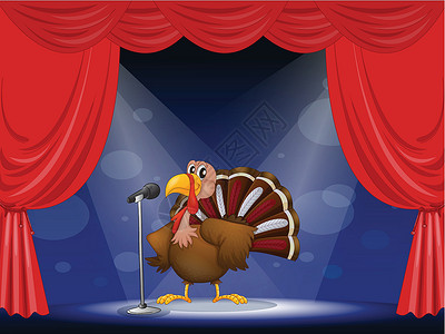 感恩舞台素材舞台中央的火鸡插画
