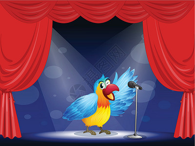 舞台中央的多彩鹦鹉背景图片