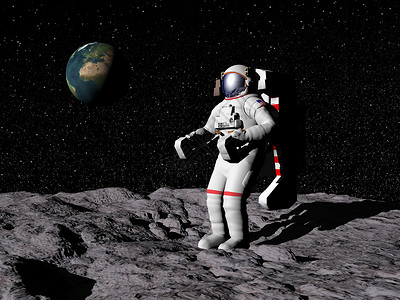 地球与月球月亮上的人背景