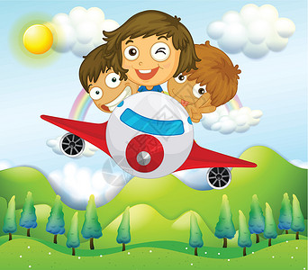 飞机跳伞玩耍一架有三个玩耍小孩的飞机设计图片