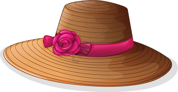带粉红色丝带的棕色帽子高清图片