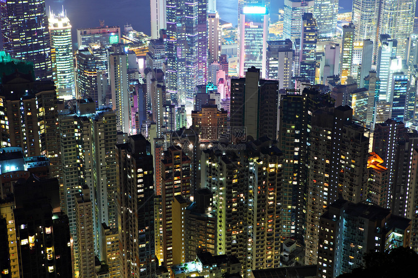 晚上在市中心的香港公司景观风景经济天线金融顶峰天空建筑学摩天大楼图片