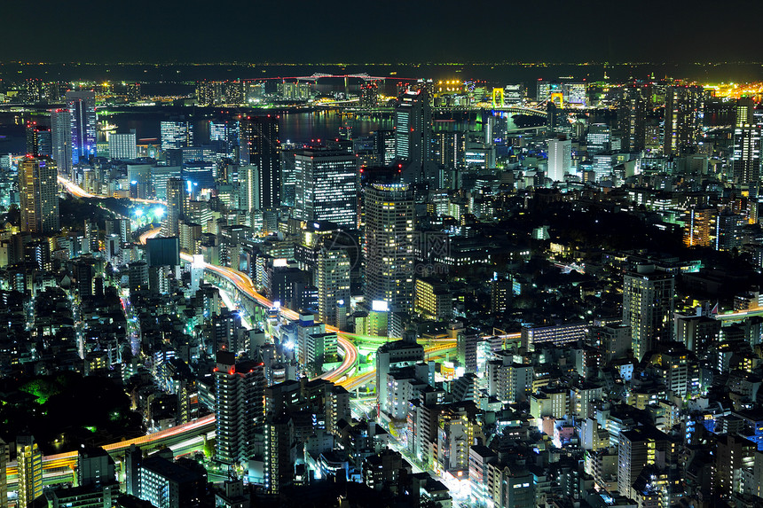 晚上东京市风景建筑学交通世界商业基础设施城市建筑公司摩天大楼市中心图片