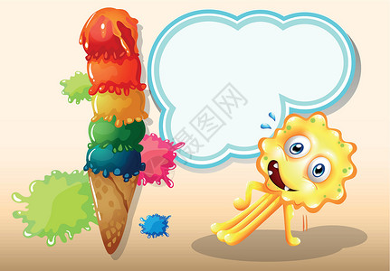 大汗行宫一个怪物在冰淇淋附近运动设计图片