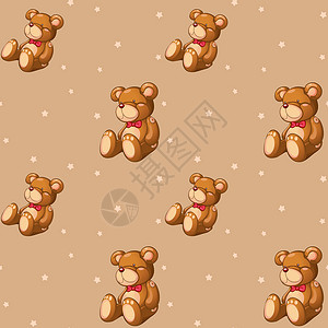 棕色的熊与泰迪熊的无缝设计设计图片