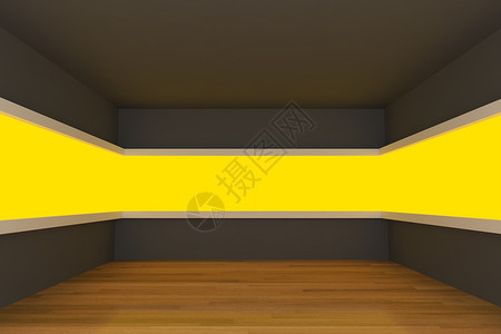 空房间 有黄色光灯架背景图片