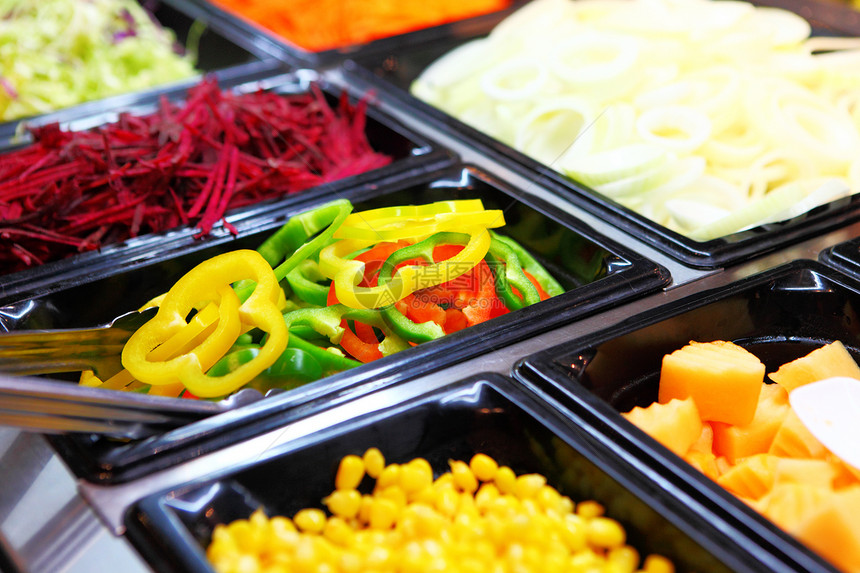 沙拉酒吧自助餐饮食盘子玉米蔬菜餐厅健康营养食物美食图片
