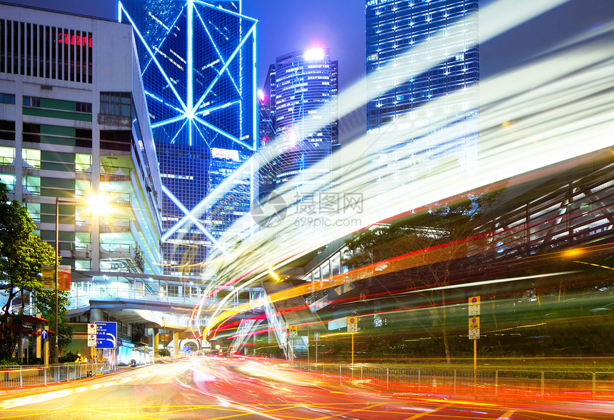 香港之夜地铁景观建筑学摩天大楼街道城市建筑踪迹交通运输图片