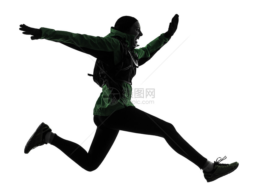 妇女跑着跑着去兜圈子慢跑者女孩耐力跳跃女士女性成年人飞跃远足者成人图片