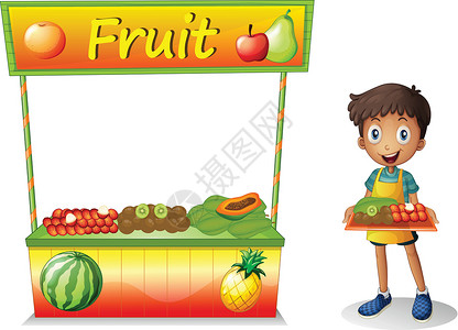 一个卖水果的年轻男孩背景图片