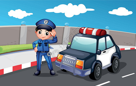 警长街上一名警察在街上插画