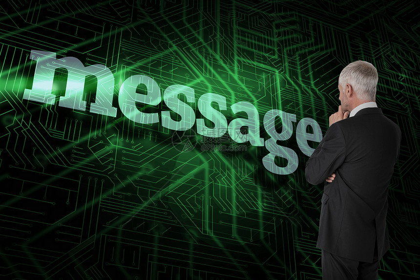 对绿色和黑色电路板的讯息头发技术流行语商业夹克专注一个字人士商务电子邮件图片