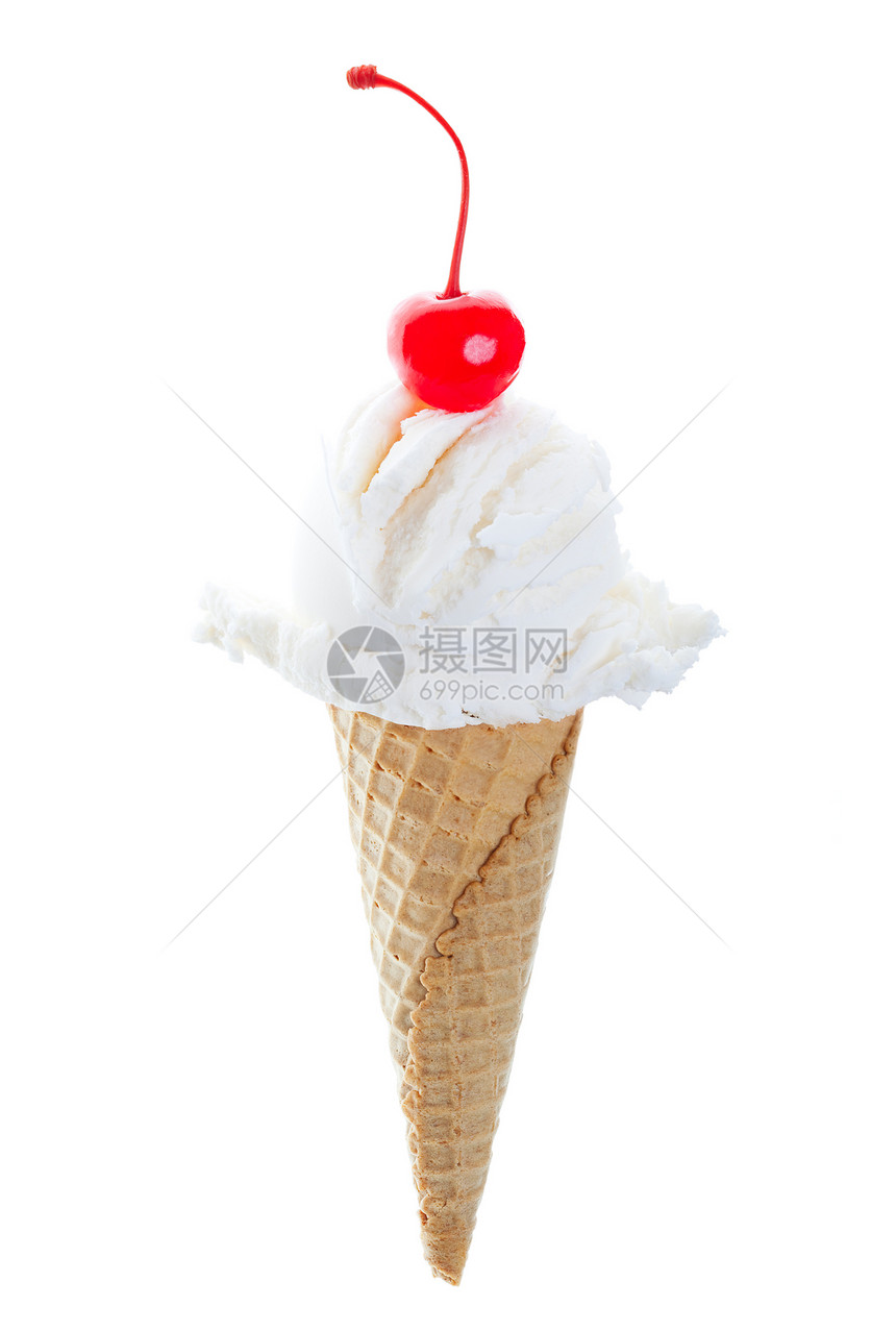 Vanilla 香草冰奶油cream Cone小吃锥体食物宏观红色甜点奶制品甜筒奶油状茶点图片