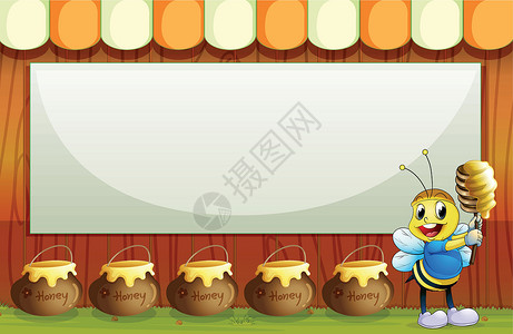 蜂蜜甜甜圈空空的挂着微笑蜜蜂的招牌设计图片