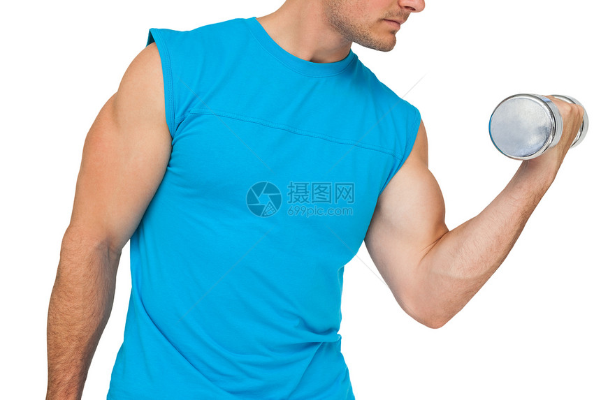 健身人用哑铃锻炼的中部格近端图片