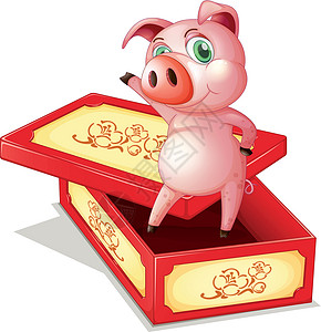 福袋里猪一只猪站在盒子里设计图片