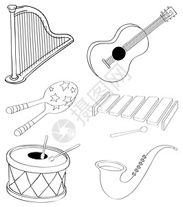 打击鼓不同类型乐器的休眠环片设计图片