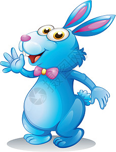 兔子嘴蓝兔子挥舞插画
