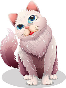 闭眼睛的猫胖卡卡通片拥抱白色耳朵阴影胡子眼睛爪子忠诚宠物设计图片