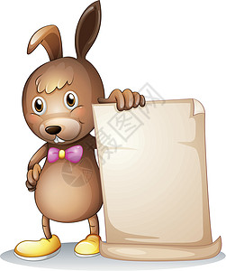 拿着萝卜的兔子一只拿着空白白板的兔子设计图片