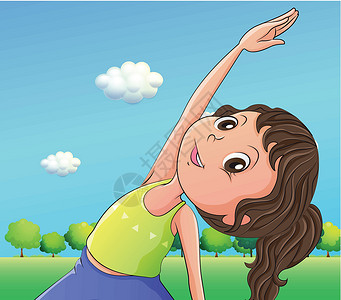 伸展运动一个可爱的小女孩运动设计图片