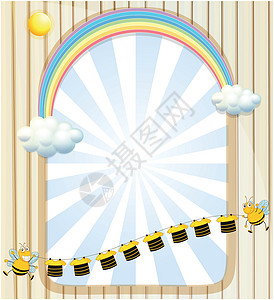 带彩虹的分割线带蜜蜂和条纹衬衫的空空空间设计图片