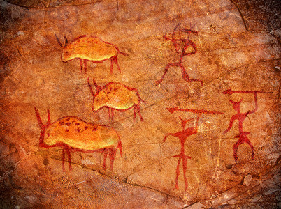 无标题男人考古学弓箭手石头历史动物石器时代艺术绘画考古背景图片