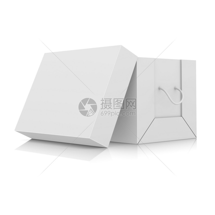 打开白纸板套件箱货物正方形贮存礼物卡片塑料包装商品纸盒灰阶图片