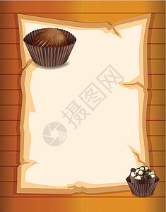 空文具 两个巧克力纸杯蛋糕背景图片