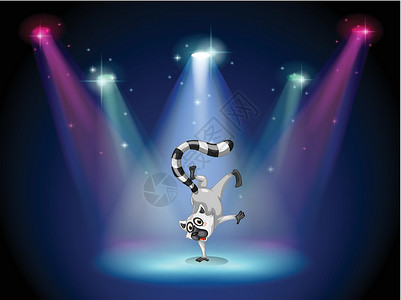 圆圈舞一个在舞台上表演的狐猴插画