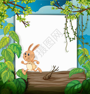 奔跑的兔子兔子和白板设计图片