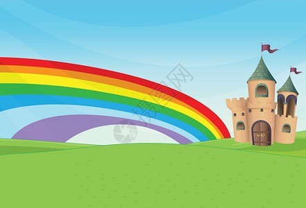 城堡和彩虹黄色的高清图片素材