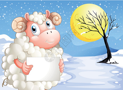 羊肉泡馍广告雪中绵羊 有空标牌设计图片