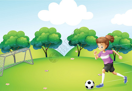 女孩踢足球踢足球运动女运动员设计图片