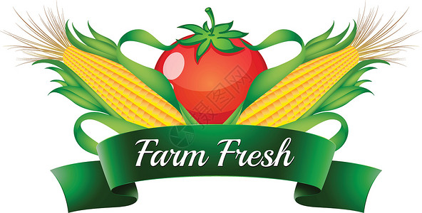 彩绘标签指示牌农场新鲜标签 配有甜果和番茄设计图片