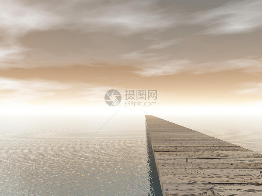 3D 制成巨人日光天空日落海滩海洋旅游天桥天气小路图片
