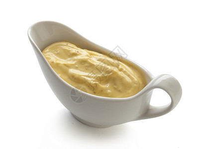 芥辣酱调味品敷料食物黄色白色背景图片