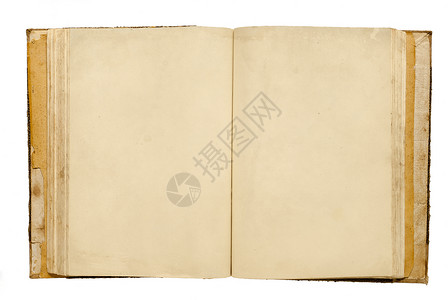 旧书本水平破烂边界页数古董对象空白页黄色背景图片