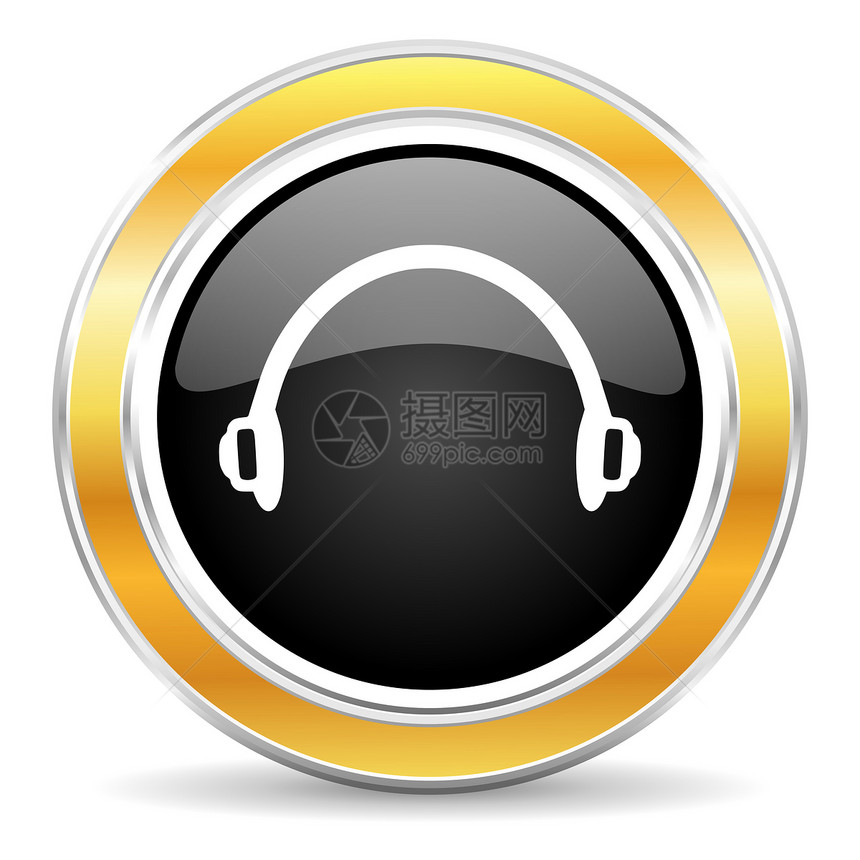 耳机图标麦克风插图网络打碟机中心音乐推销黑色圆圈按钮图片