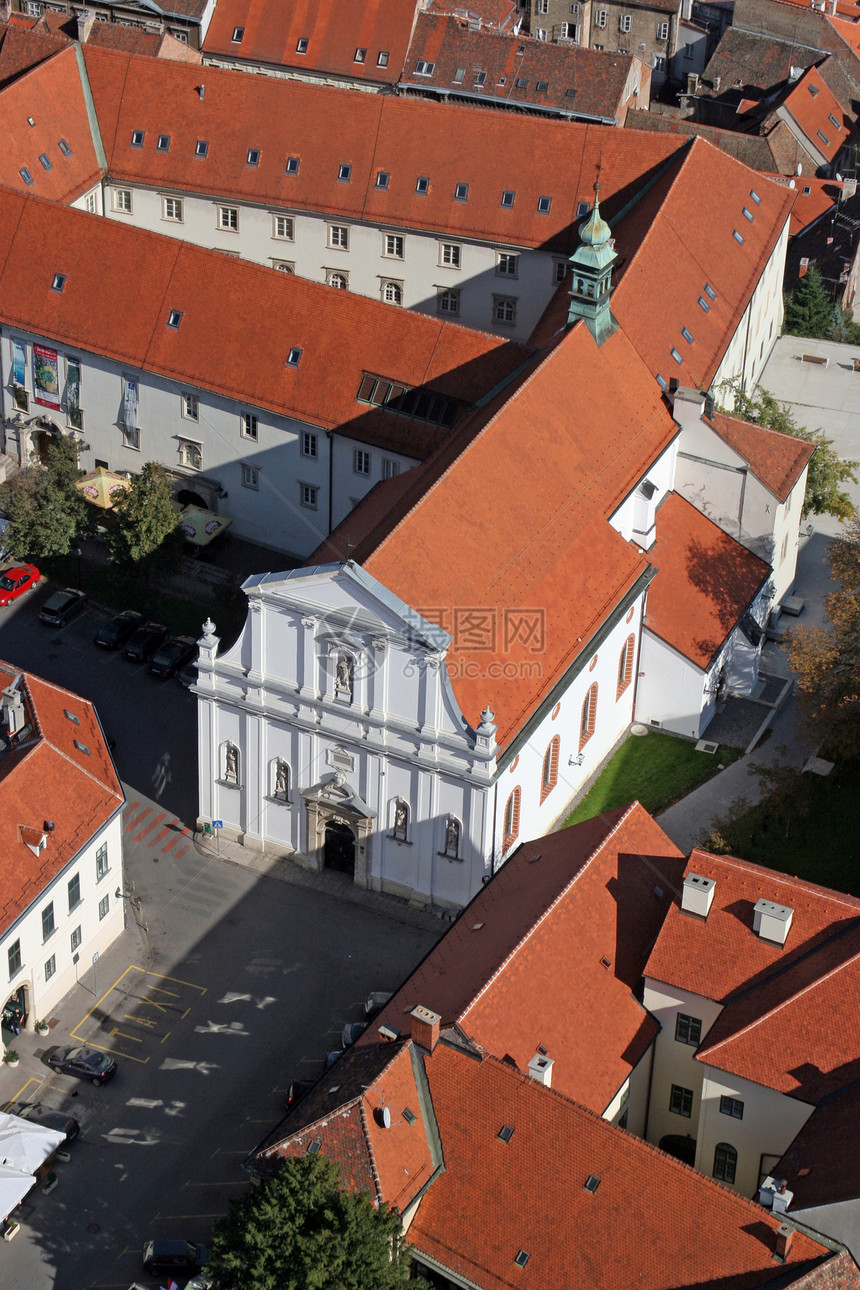 克罗地亚萨格勒布亚历山德里亚圣凯瑟琳教堂遗产命令地标全景中心文化教会建筑天线城市图片