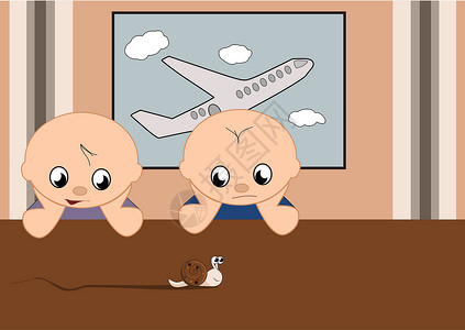 莱特兄弟飞机拖式男孩插画