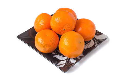在白色背景的玻璃碗里 盛大的成熟橘子深色芳香维生素产品甜点水果饮食果汁食物盘子背景图片