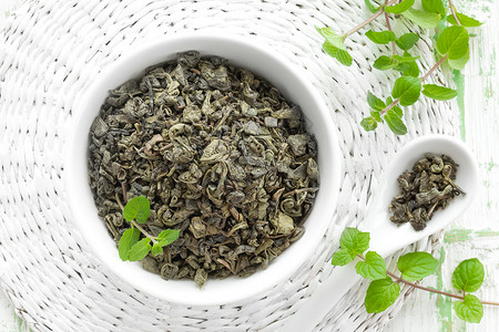 受刺激含薄荷茶的茶饮料草本植物植物时间刺激枝条药品薄荷芳香兴奋剂背景