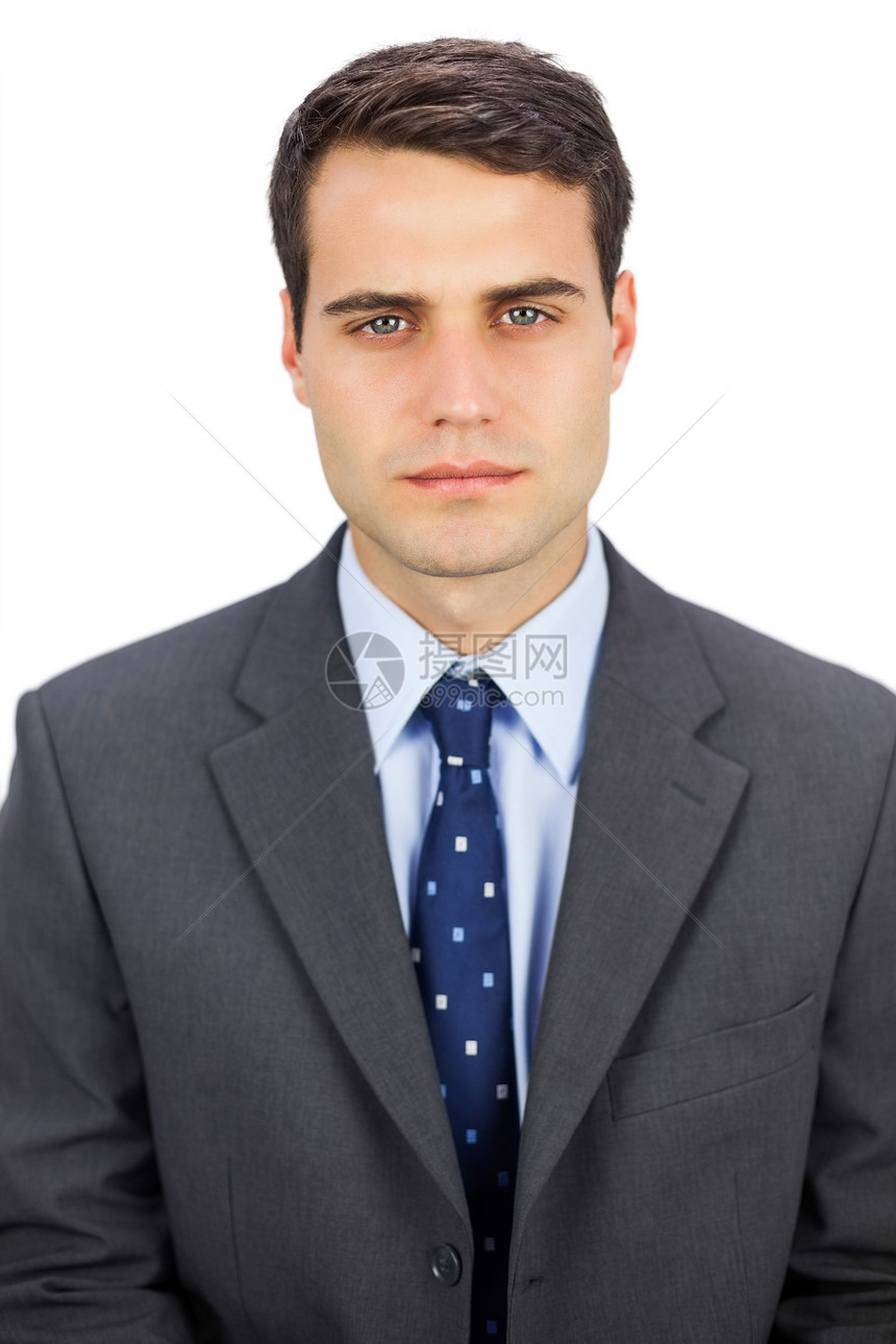 认真的商务人士在看镜头黑眼睛领带男人男性夹克短发眼睛套装公司棕色图片